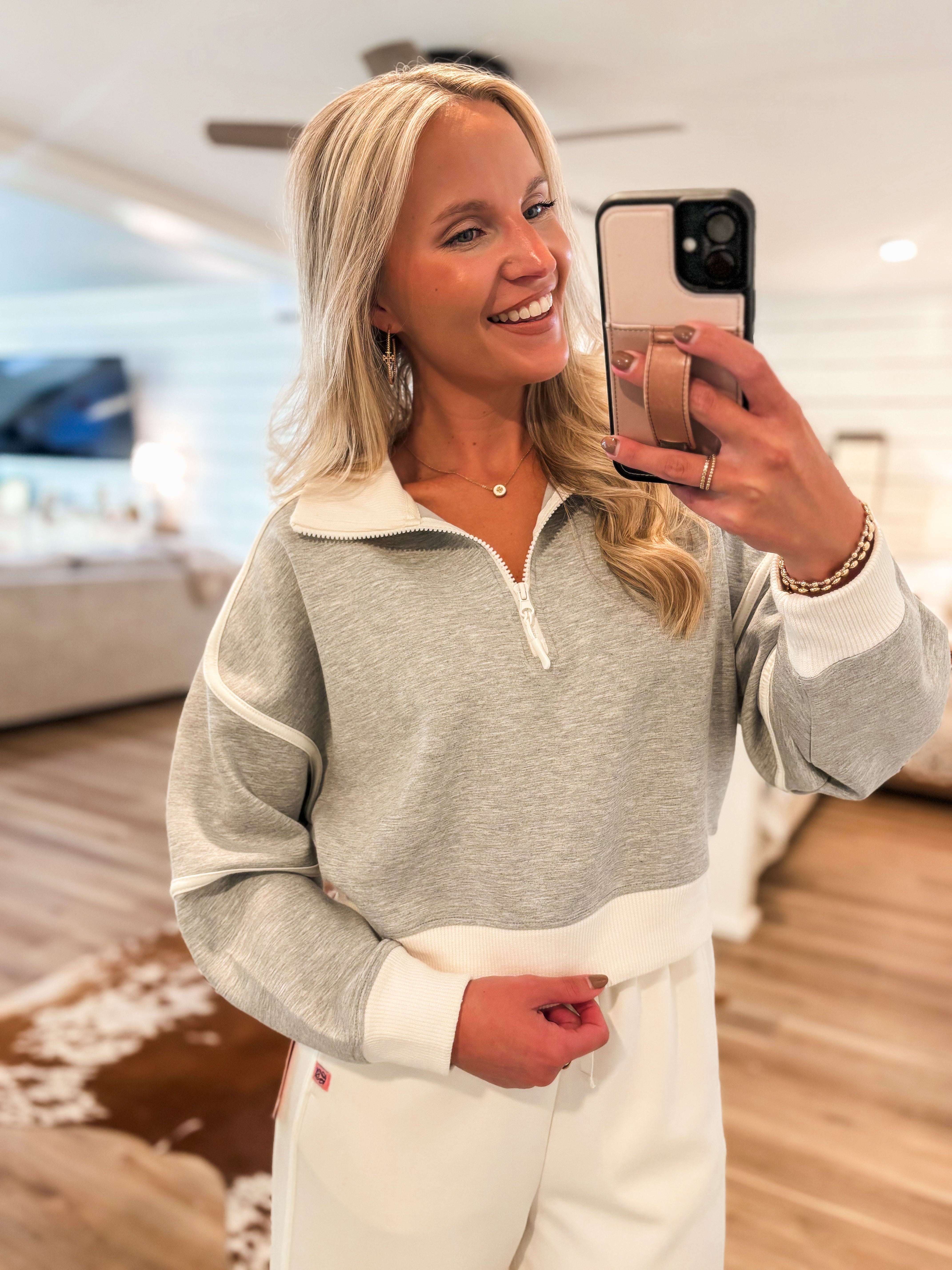 Sloan Heather Gray & Ivory Contrast Pullover & Lounge Pant Set
