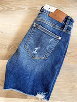 Load image into Gallery viewer, Kasey Mid Rise Dark Wash Judy Blue Denim Shorts
