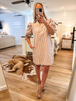 Load image into Gallery viewer, Ecru Polka Dot Denim Mini Dress
