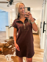 Load image into Gallery viewer, Going On Time Mocha Luxe Knit Mini Dress
