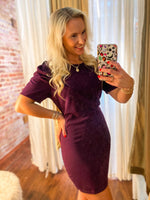 Load image into Gallery viewer, Don&#39;t Go Back Deep Violet Fitted Mini Dress
