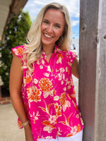 Load image into Gallery viewer, Rising Up Pink Floral Button Down Blouse
