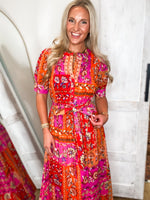 Load image into Gallery viewer, Doing This Fuchsia Multi Patchwork Maxi Dress
