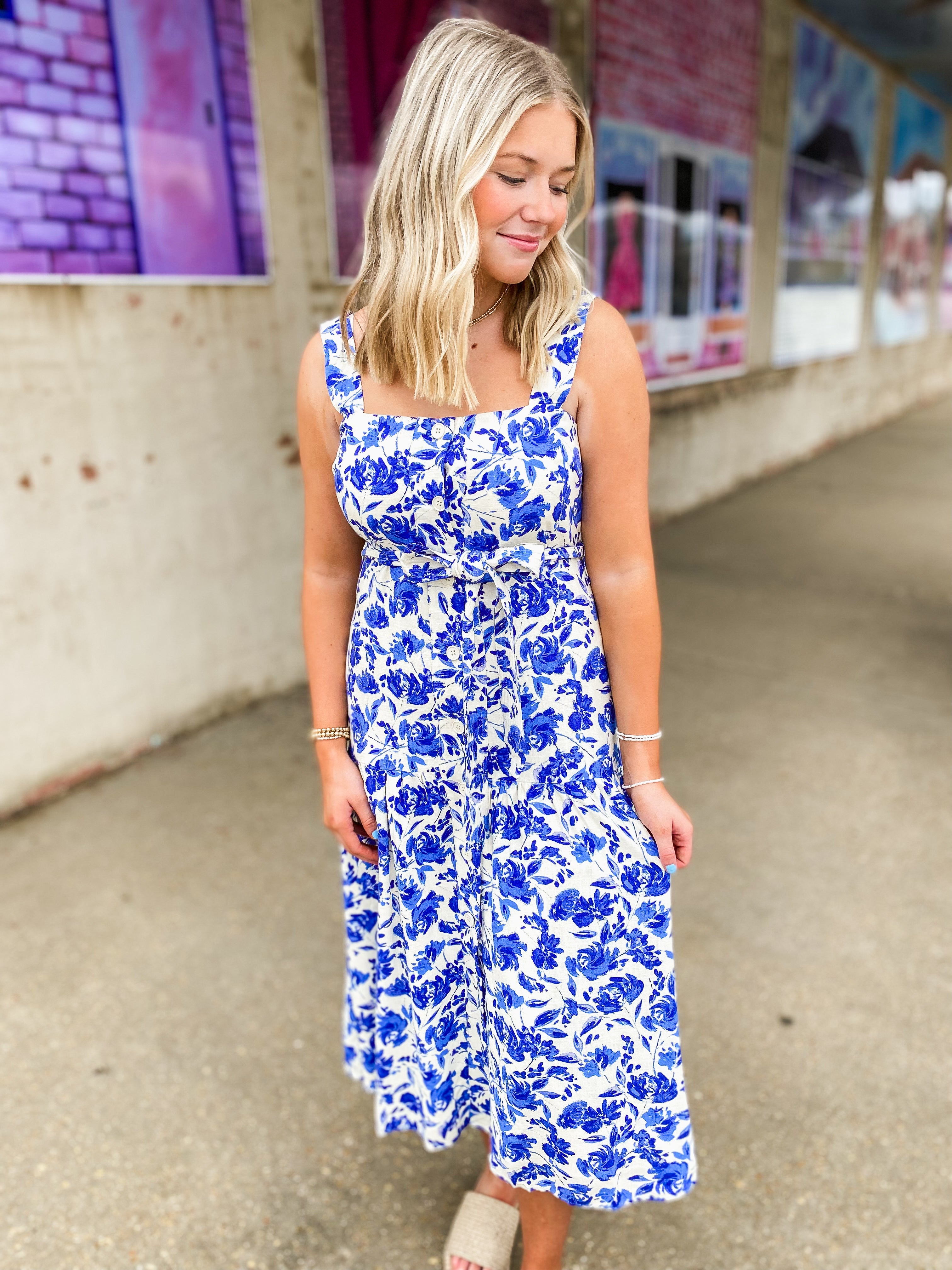 Day In The Life Blue Floral Midi Dress