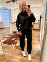 Load image into Gallery viewer, Set The Tone Black Modal Pullover &amp; Jogger Pant Set
