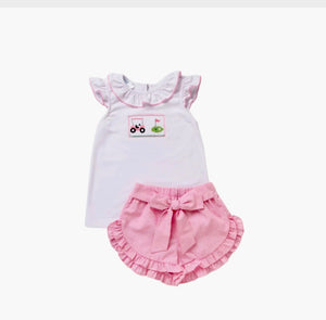 Baby Girl Smocked Pink Golf Gingham Short Set