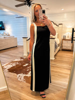 Load image into Gallery viewer, See You There Black Contrast Luxe Maxi Dress
