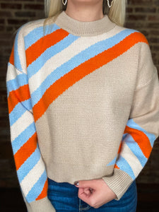 Can Have It All Taupe Stripe THML Sweater