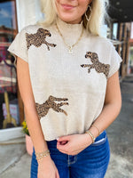 Load image into Gallery viewer, Making It Look Easy Graphic Leopard Sleeveless Sweater Vest Blouse

