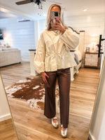 Load image into Gallery viewer, Ecru Drawstring L/S Blouse
