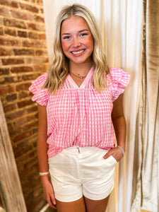 Sweet Spring Textured Pink Blouse