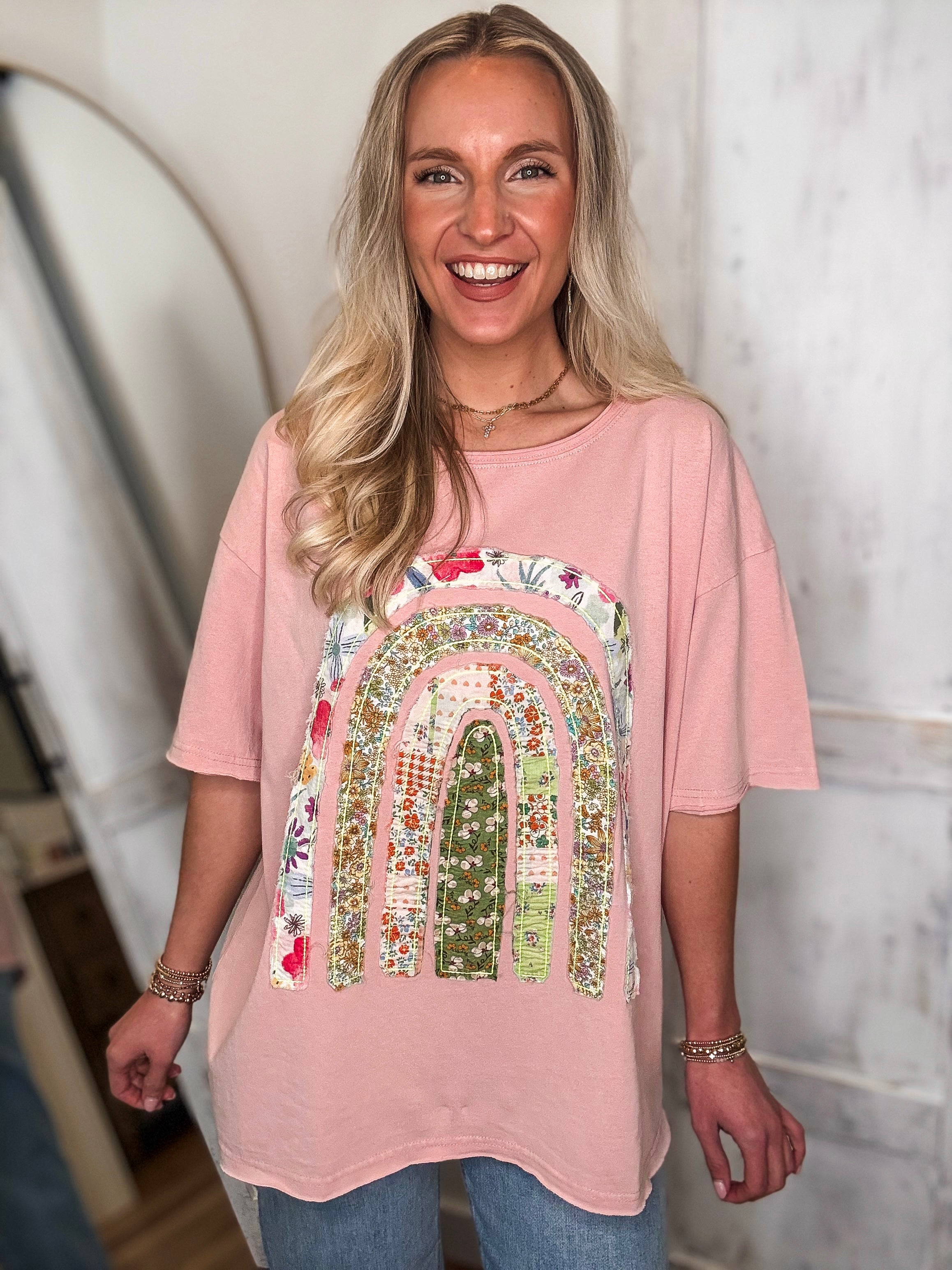 Best Wishes Rose Rainbow Patch S/S Tee