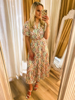 Load image into Gallery viewer, On My Mind White Floral Midi THML Dress
