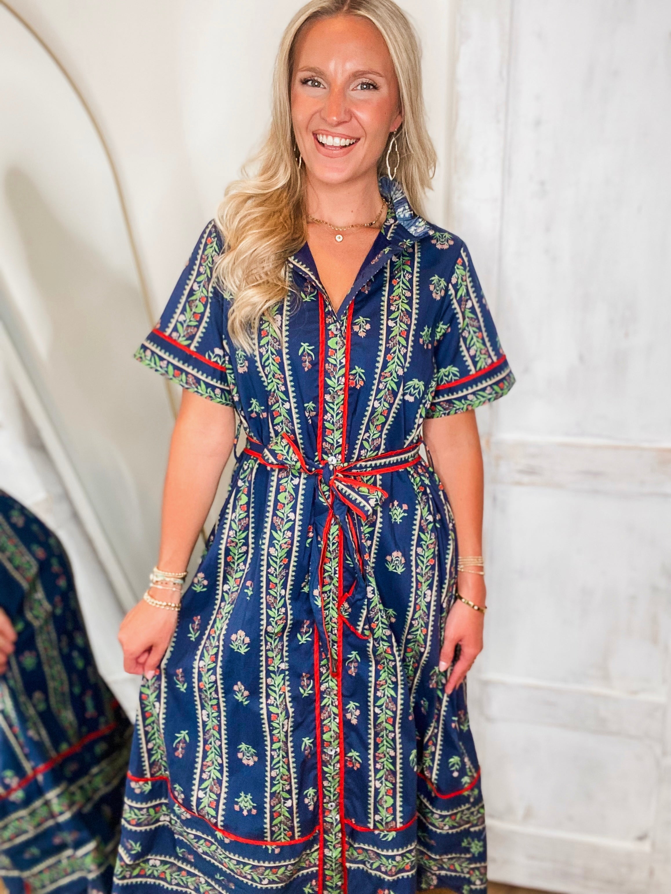 All The Feelings Navy Floral Midi Dress