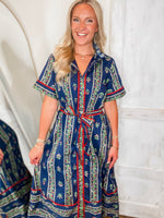 Load image into Gallery viewer, All The Feelings Navy Floral Midi Dress
