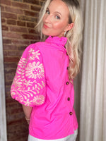 Load image into Gallery viewer, Pure Bliss Pink Embroidered THML Blouse
