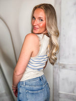 Load image into Gallery viewer, High Hopes Sand Stripe Polo Tank
