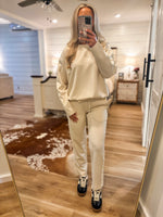 Load image into Gallery viewer, Coming Back Vanilla Satin Trim Sweatshirt &amp; Lounge Pant Set
