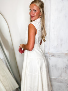 Mid-Day Dream Ivory Button Down PINCH Midi Dress