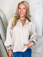 Load image into Gallery viewer, Not For Long Almond Luxe Knit Blouse
