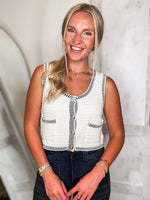 Load image into Gallery viewer, Prepped For The Day Ivory Knit Vest Tank
