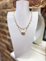 Load image into Gallery viewer, Elisa Ivory Mother Of Pearl Gold Alabama Pendant Necklace
