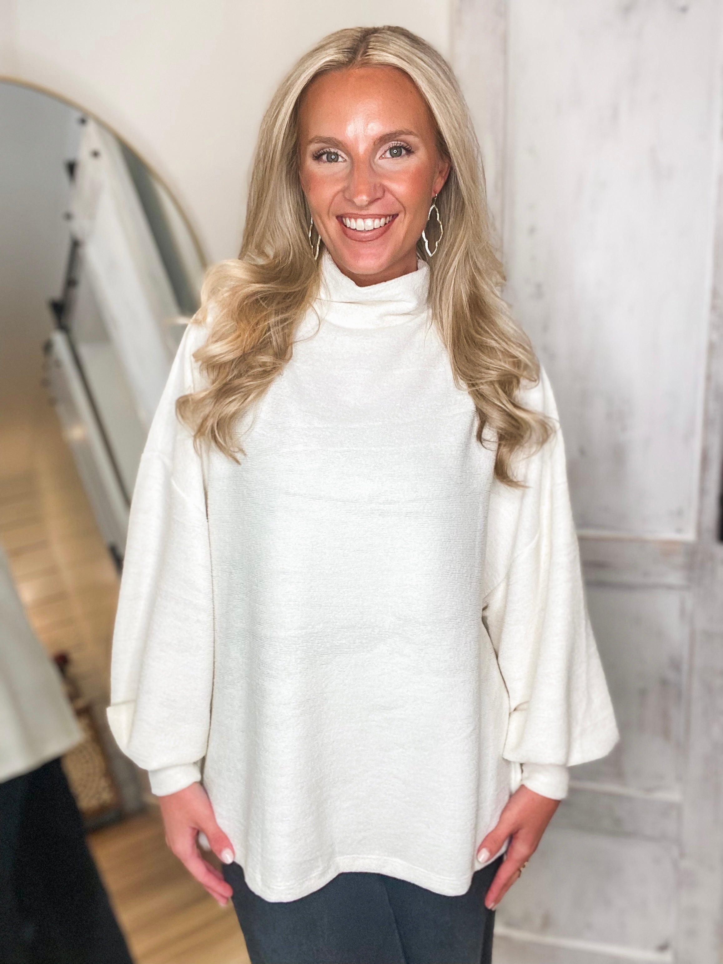 Going Again Ivory Mock Neck Sweater