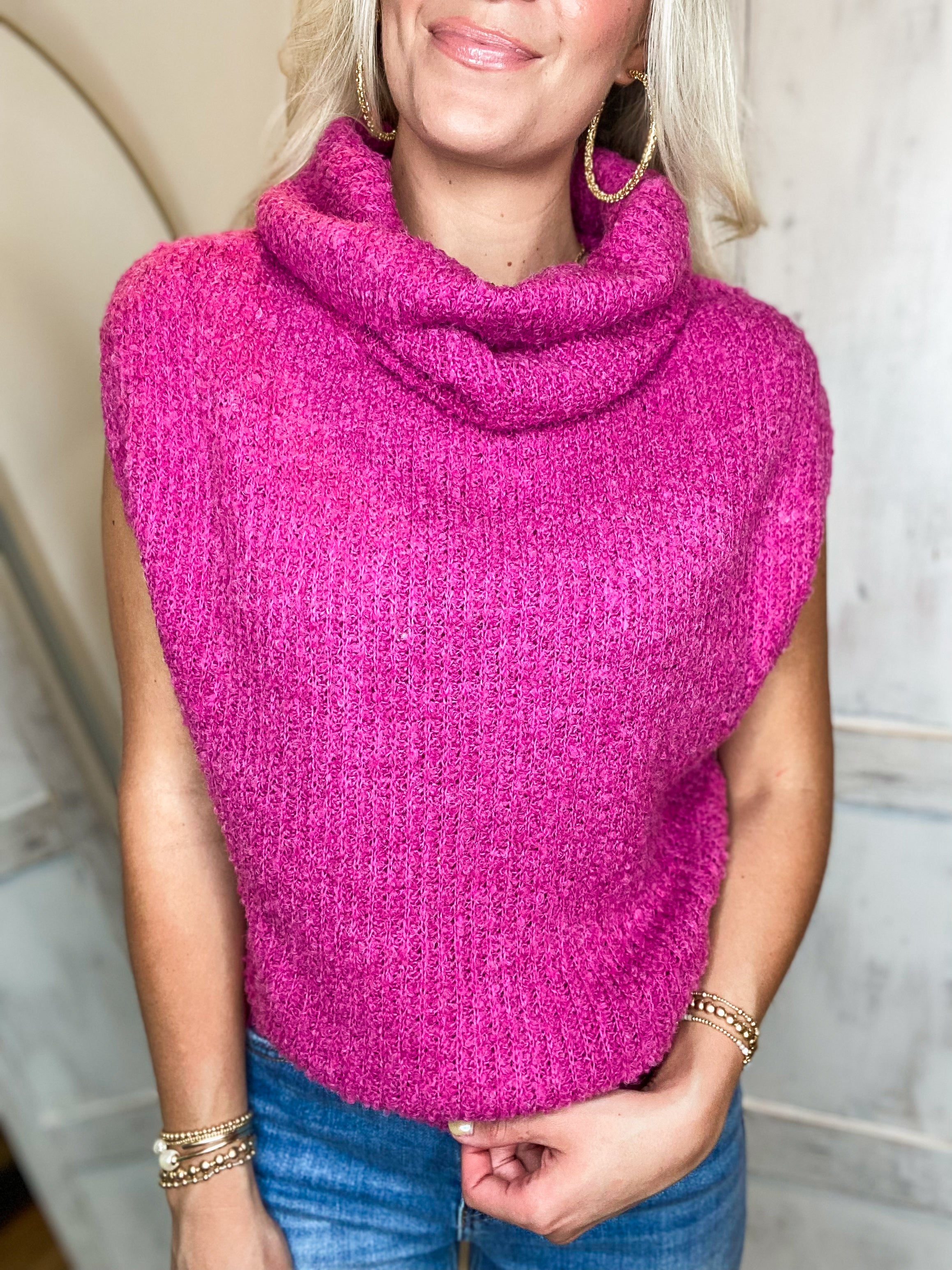 Least Expected Magenta Drop Shoulder Sweater