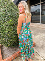 Load image into Gallery viewer, Say Less Green Paisley Maxi Dress
