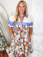 Load image into Gallery viewer, Feeling In Fall Rust Floral Mini Dress
