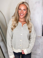 Load image into Gallery viewer, Hope For It Cream &amp; Black Stripe Cardigan
