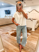 Load image into Gallery viewer, Back To You White Studded Luxe Knit Blouse
