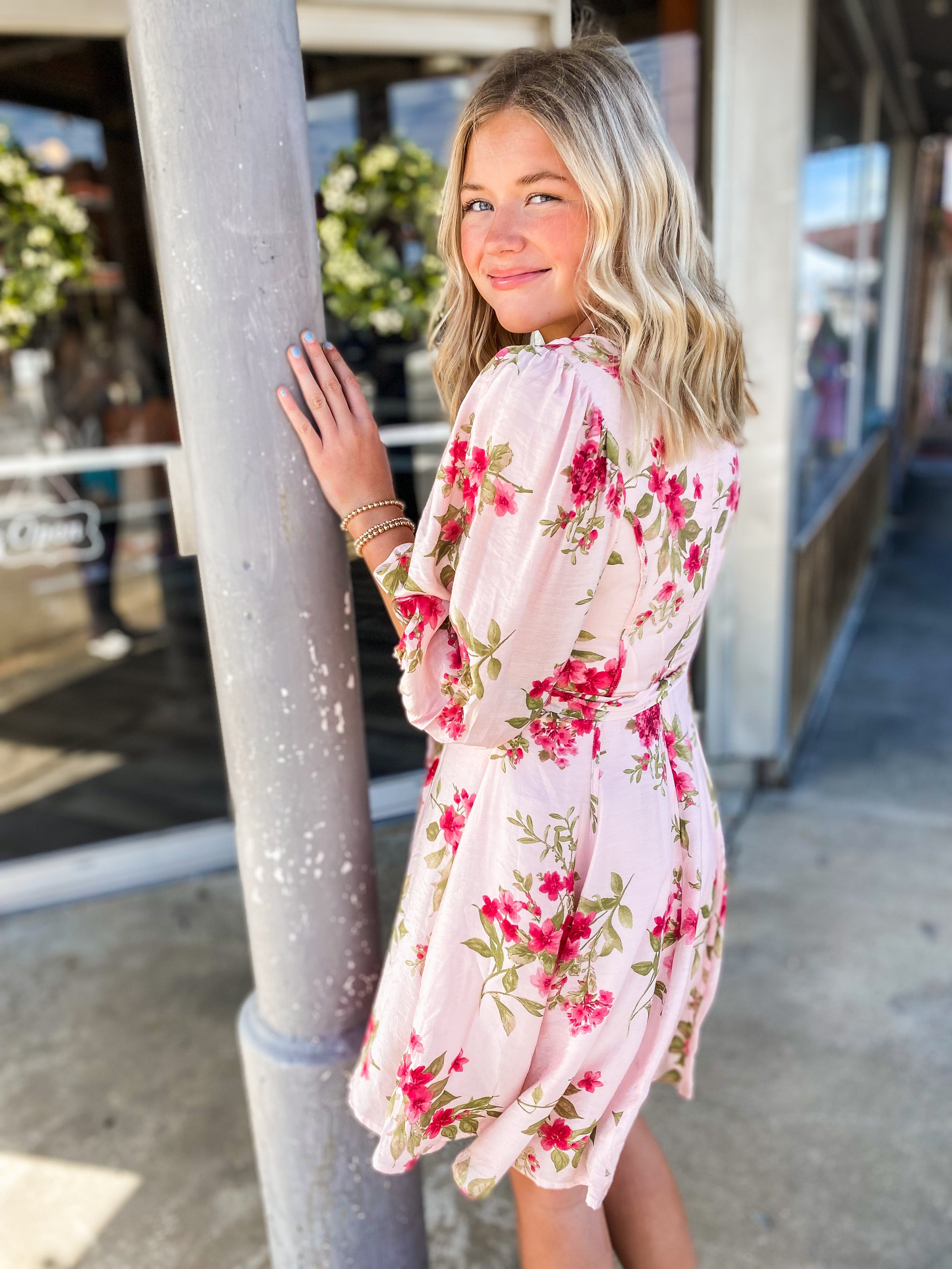 Simply Adored Blush Floral Mini Dress