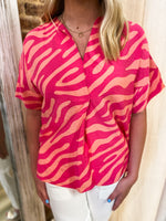 Load image into Gallery viewer, Boost Of Confidence Pink and Coral Printed Blouse
