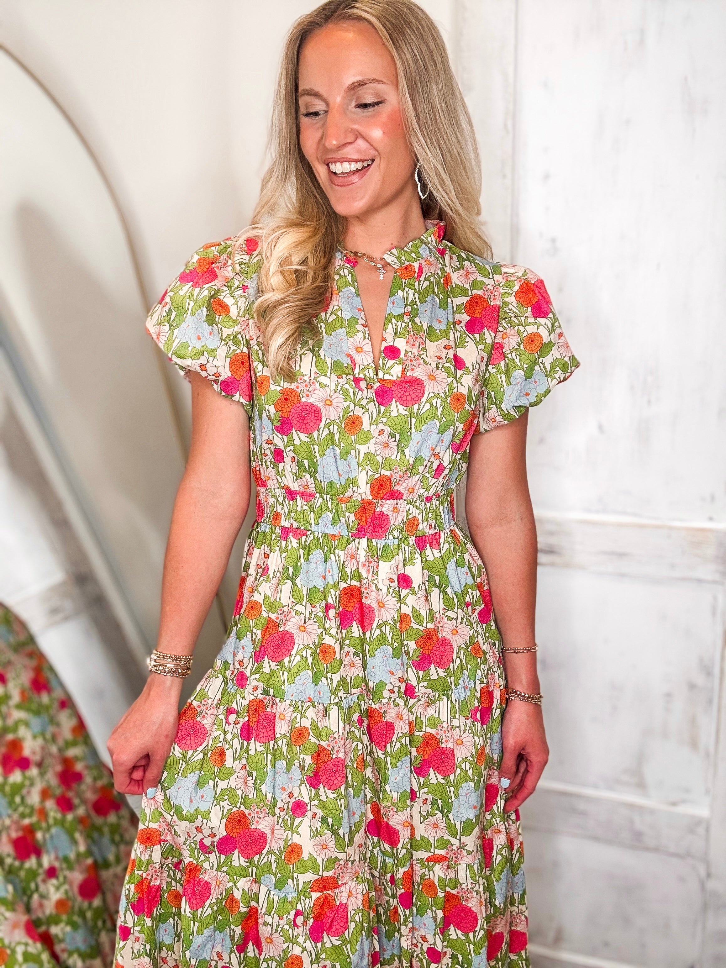 Springing Forward Pastel Floral Maxi Dress