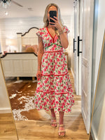 Load image into Gallery viewer, Summer Dreams Pink Floral Poplin Midi Dress

