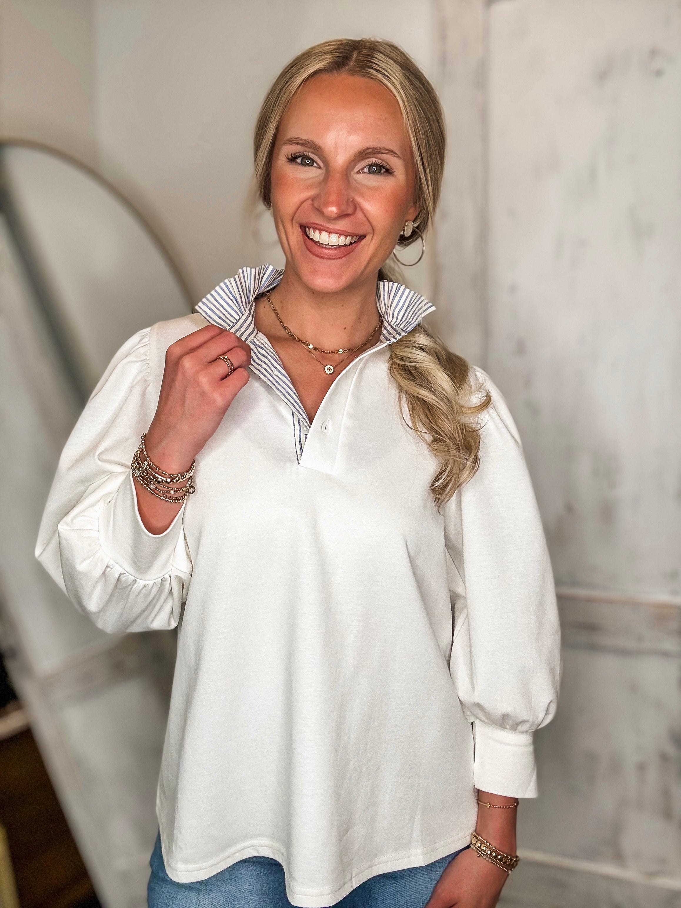 Truthful Reason White Contrast Blouse