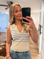 Load image into Gallery viewer, High Hopes Sand Stripe Polo Tank
