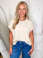Load image into Gallery viewer, Simple Touch Ecru Jersey Knit Blouse
