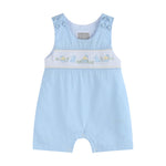 Load image into Gallery viewer, Light Blue Easter Smocked Shortalls
