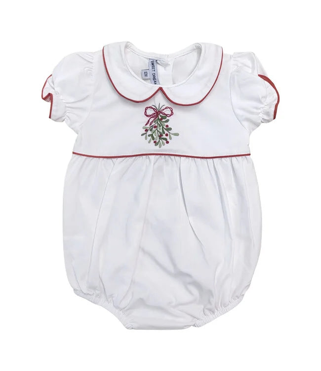 Mistletoe Embroidered White Bubble