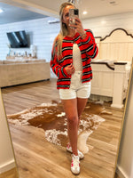 Load image into Gallery viewer, Carry On Red/Navy Stripe Cardigan
