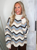 Load image into Gallery viewer, Cool Breeze Brown Multi Stripe Sweater
