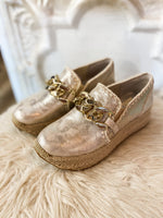 Load image into Gallery viewer, Jhenee Espadrille Metallic Gold Dolce Vita Loafer
