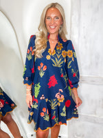 Load image into Gallery viewer, From Here Navy Floral Mini Dress
