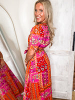 Load image into Gallery viewer, Doing This Fuchsia Multi Patchwork Maxi Dress
