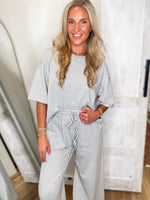 Load image into Gallery viewer, Enjoying This Gray Stripe Tee &amp; Lounge Pant
