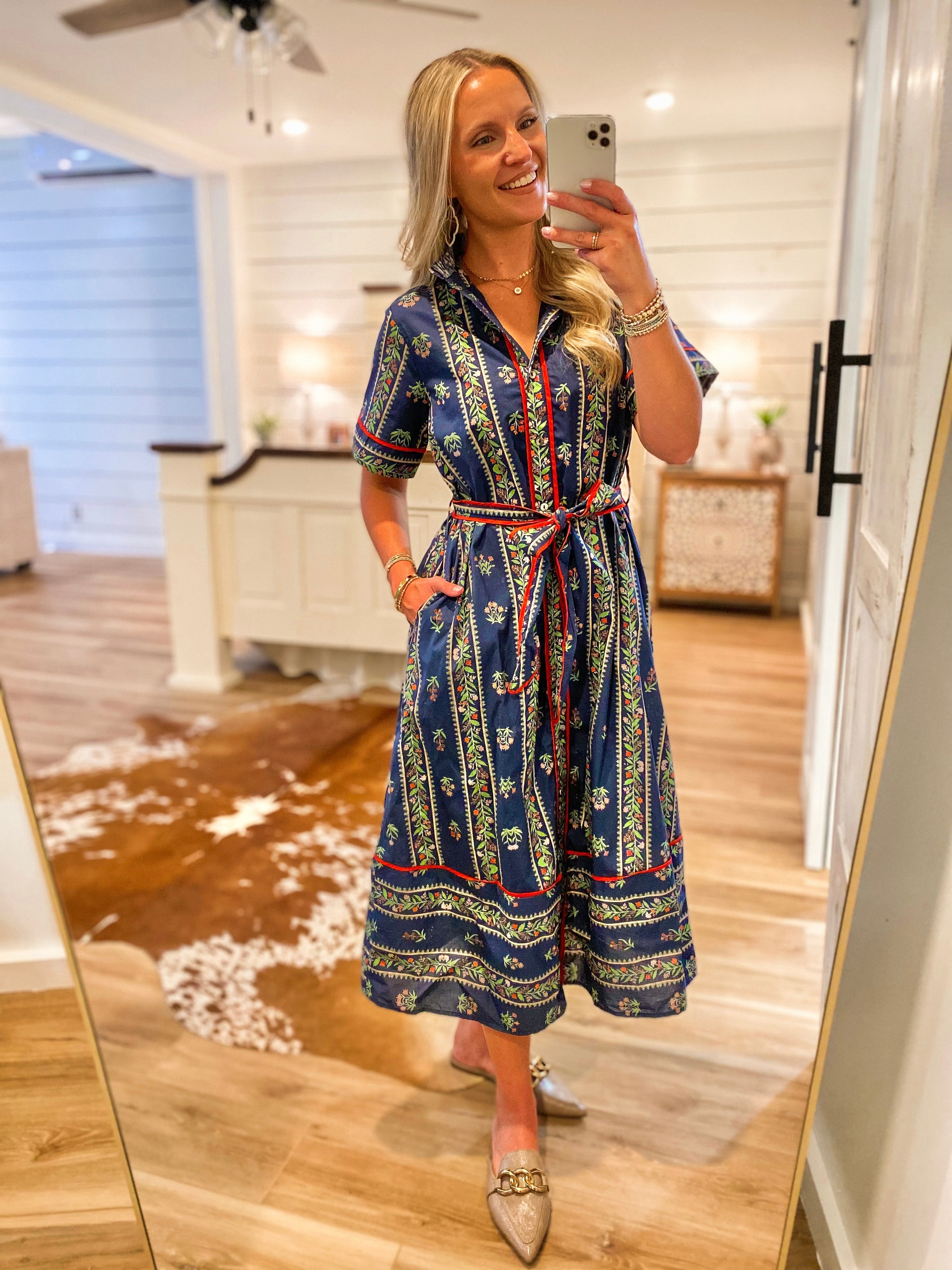 All The Feelings Navy Floral Midi Dress