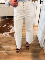 Load image into Gallery viewer, Classy Outing White Cropped Denim Pant
