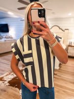 Load image into Gallery viewer, Hey There Charcoal Stripe Pocket Blouse
